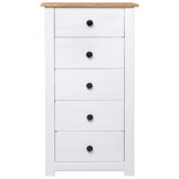 vidaXL Dressoir Panama Grenenhout Wit - 5 Lades - 55% Korting!