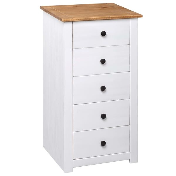 vidaXL Dressoir Panama Grenenhout Wit - 5 Lades - 55% Korting!