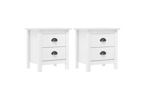 vidaXL Hill Nachtkastjes (2 st.) - Grenenhout Wit - 55% Korting!