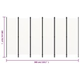 vidaXL Kamerscherm 6 panelen wit - 300x180 cm - 55% Korting