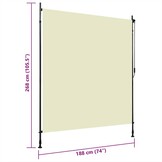 vidaXL Rolgordijn Buiten 200x270 cm Crème - 35% Korting