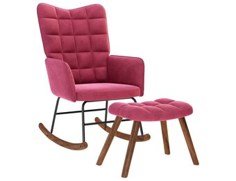 vidaXL Schommelstoel met krukje Fluweel Wijnrood - 53% Korting!