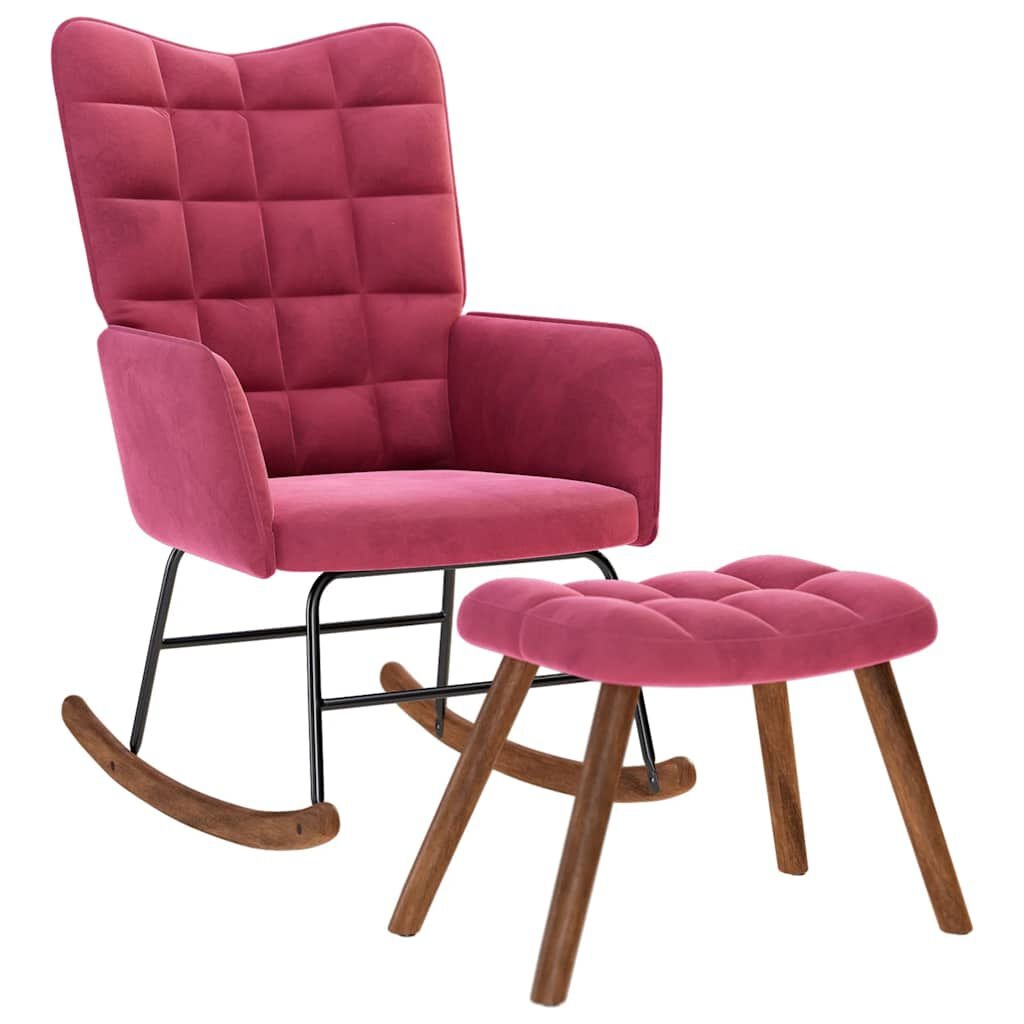 vidaXL Schommelstoel met krukje Fluweel Wijnrood - 53% Korting!