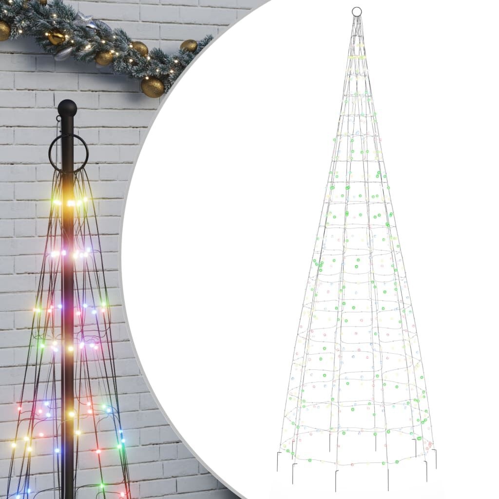 vidaXL LED-kerstboom aan vlaggenmast 300cm - Kleurrijk (42% korting)