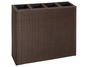 Verhoogde Plantenbak met 4 Potten - Poly Rattan Bruin - 57% Korting