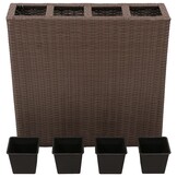 Verhoogde Plantenbak met 4 Potten - Poly Rattan Bruin - 57% Korting