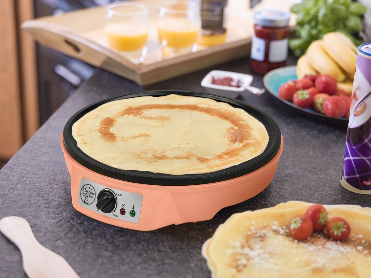 Bestron Pannenkoekenmaker - Ø 30cm - 1000W - Oranje - 53% Korting!