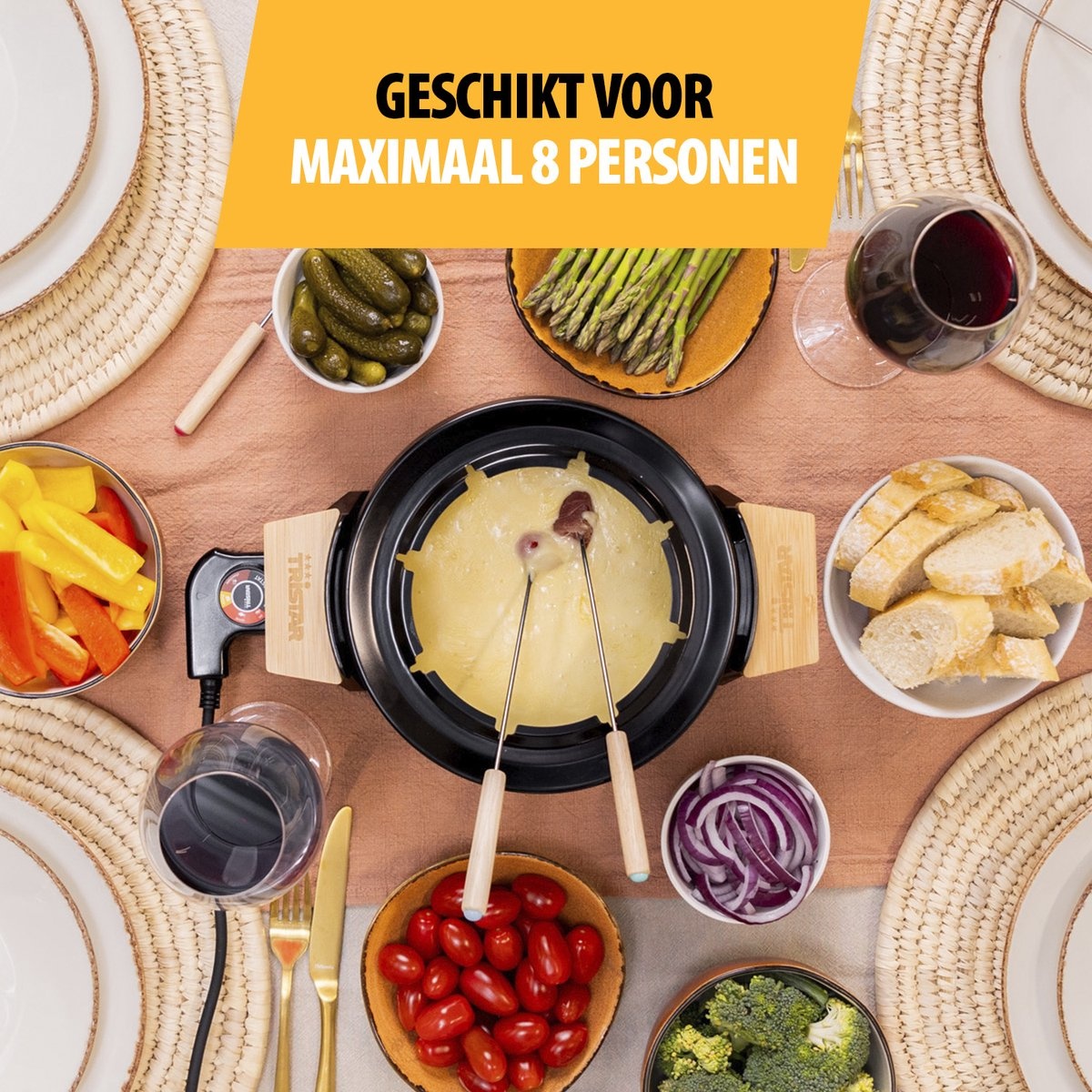 Tristar Fondueset Elektrisch FO-1108 - 1,5L | 8 Pers. | 35% Korting