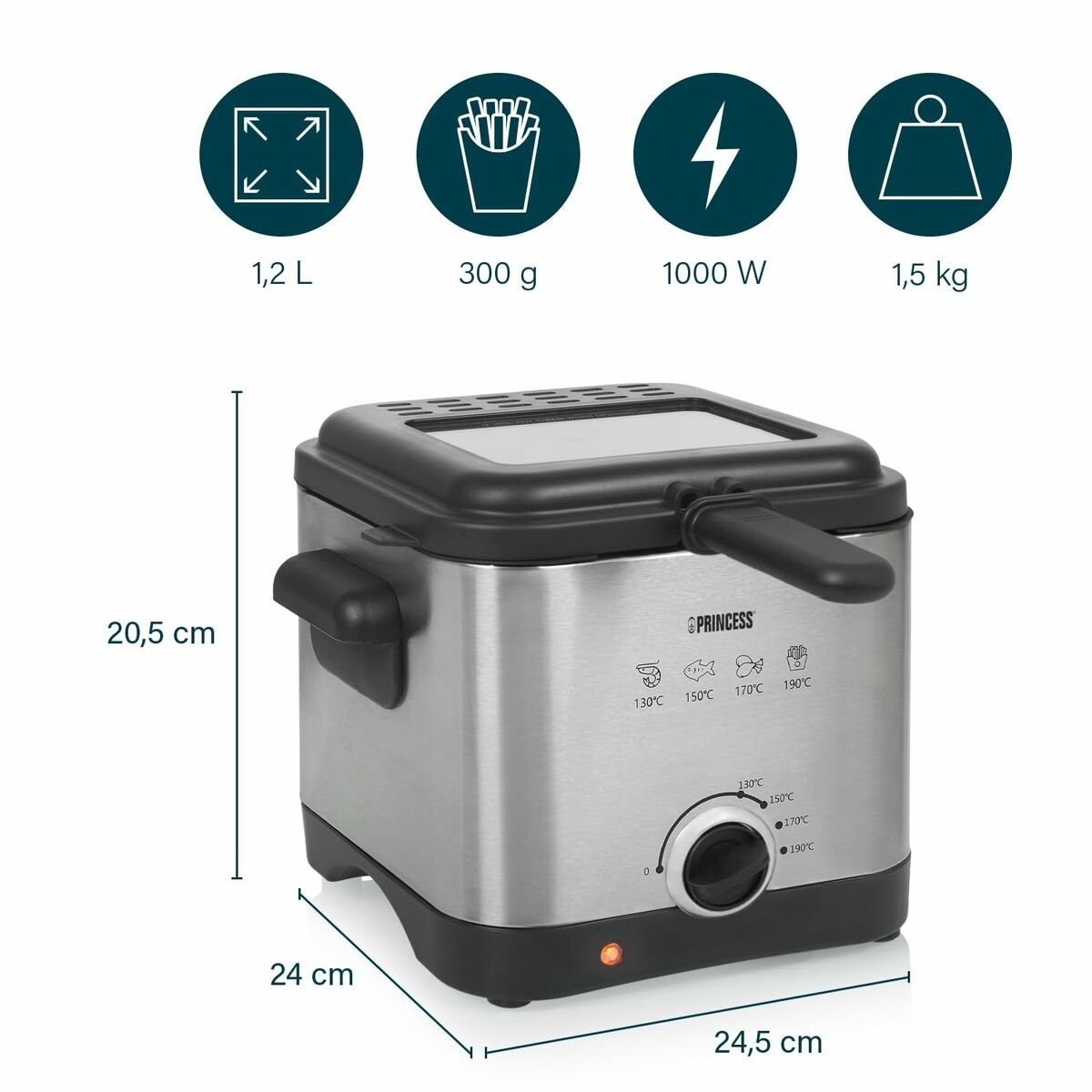 Princess Mini Friteuse 1.5L - 1000W - 53% Korting!