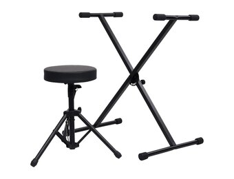 vidaXL Keyboardstandaard & Kruk - Zwart (60% Korting)