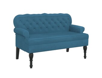 vidaXL Bankje met rugleuning (35% korting) - Blauw Fluweel