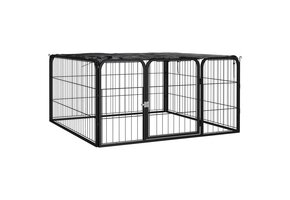 vidaXL Hondenkennel 4 panelen - Zwart, 35% Korting!