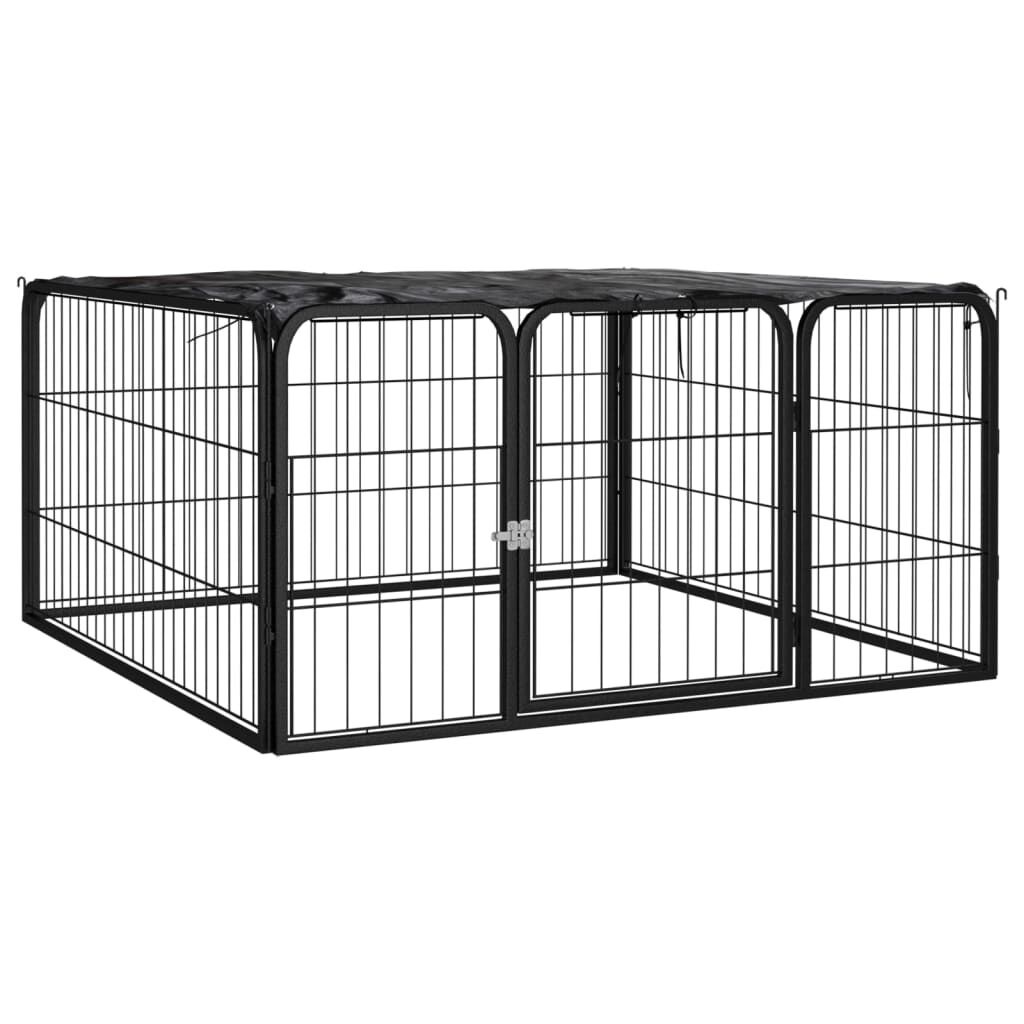 vidaXL Hondenkennel 4 panelen - Zwart, 35% Korting!