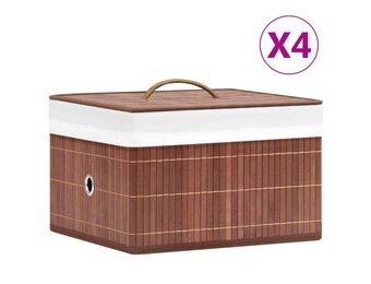 vidaXL Bamboe Opbergboxen (4 st) - 35% Korting!