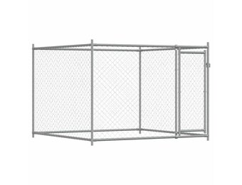 vidaXL Hondenhok met deur - 2x2x1,5m Gegalvaniseerd Staal - 35% Korting