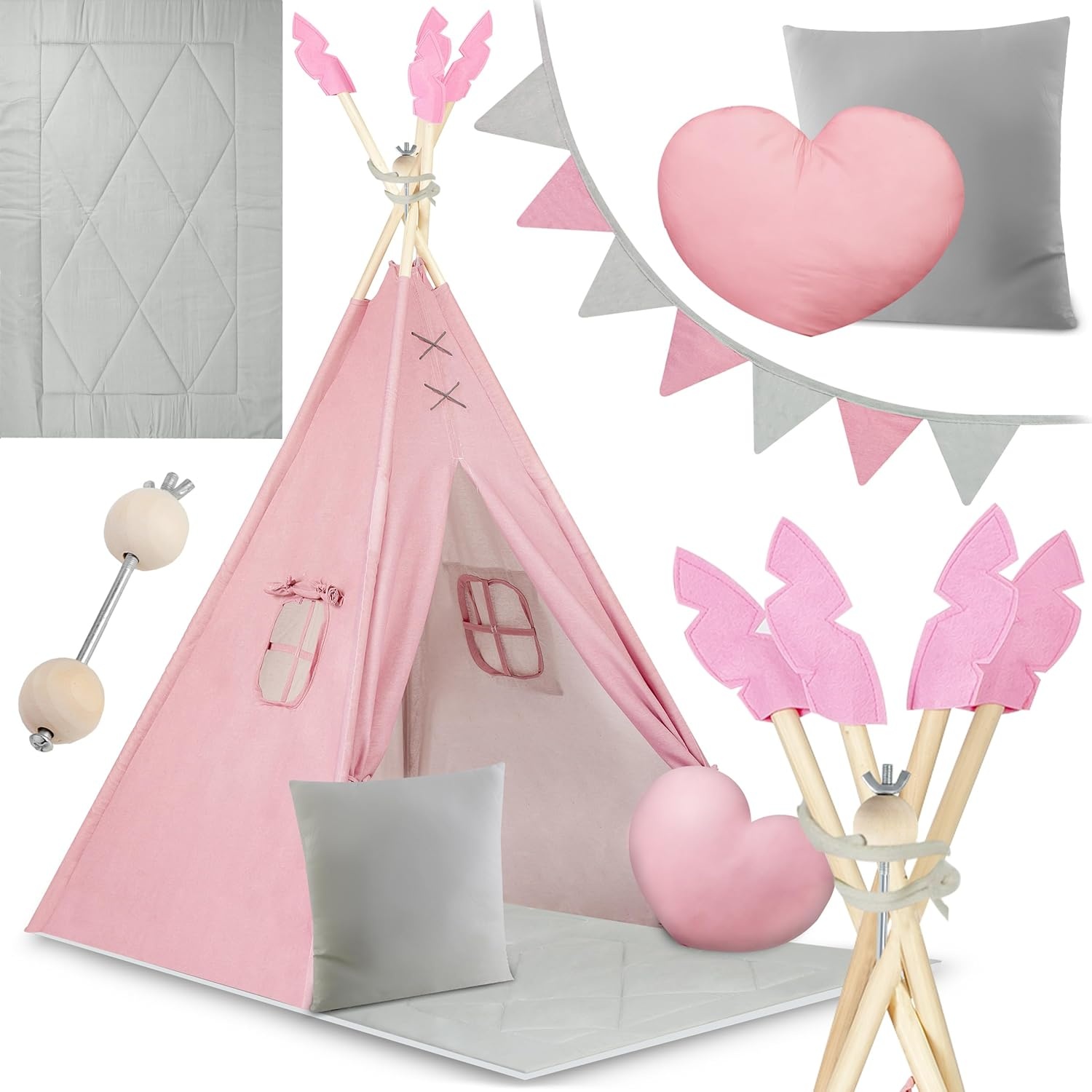 Nukido Tipi Tent Kinderen Roze + Gratis Stabilisator (35% Korting)