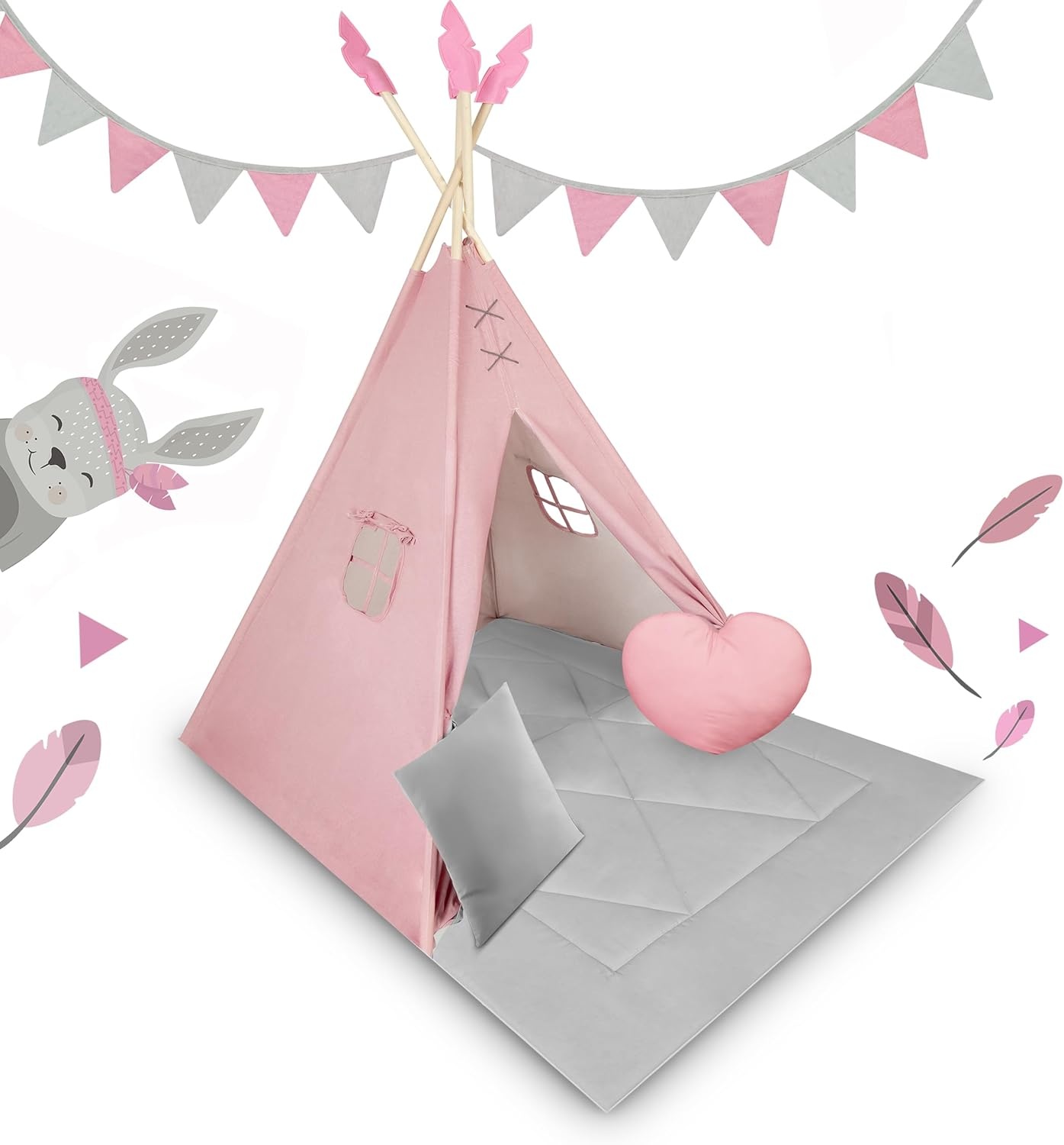 Nukido Tipi Tent Kinderen Roze + Gratis Stabilisator (35% Korting)