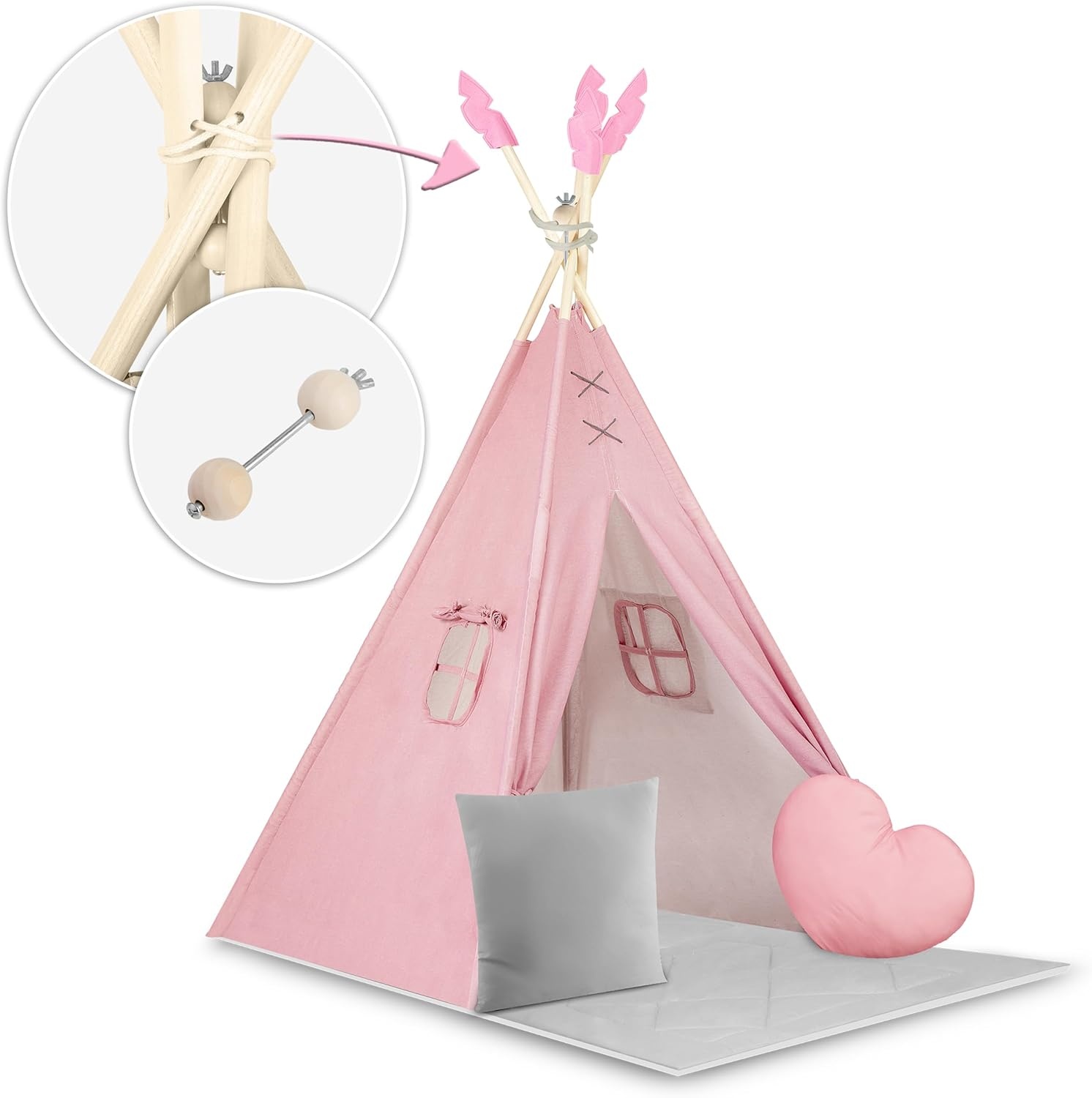 Nukido Tipi Tent Kinderen Roze + Gratis Stabilisator (35% Korting)