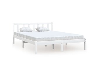 vidaXL Bedframe Grenenhout Wit 120x200 cm - Nu 55% Korting!