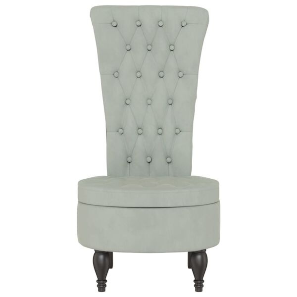 VidaXL Hoge Rugleuning Stoel Fluweel Lichtgrijs - 35% Korting