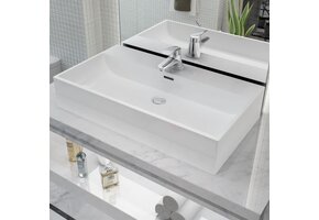 vidaXL Wastafel met kraangat Wit 76x42,5cm Keramiek - 60% Korting