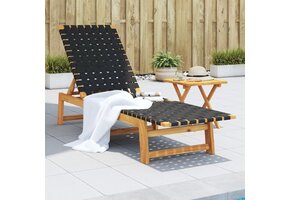 vidaXL Ligbed Acaciahout & Stof Zwart | Nu met 41% Korting!