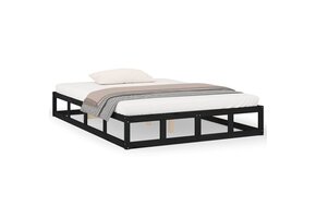 vidaXL Bedframe Massief Hout Zwart 140x200cm - 47% Korting!