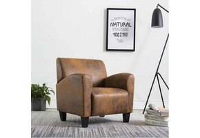 vidaXL Fauteuil Kunstsuède Bruin - Nu 64% Korting!