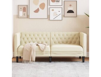 vidaXL 2-zitsbank Chesterfield Crème - 41% Korting