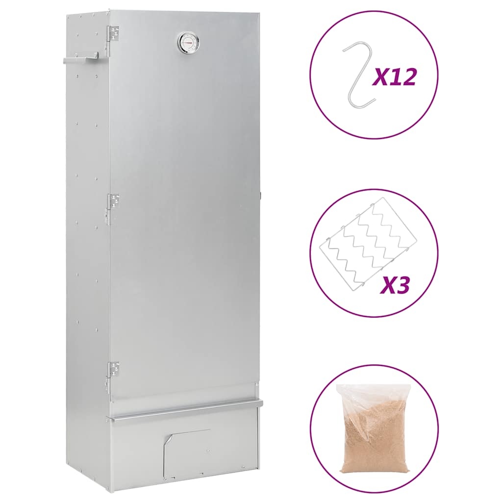 vidaXL BBQ Rookoven met Houtsnippers - 44,5x29x110 cm Staal | 35% Korting!