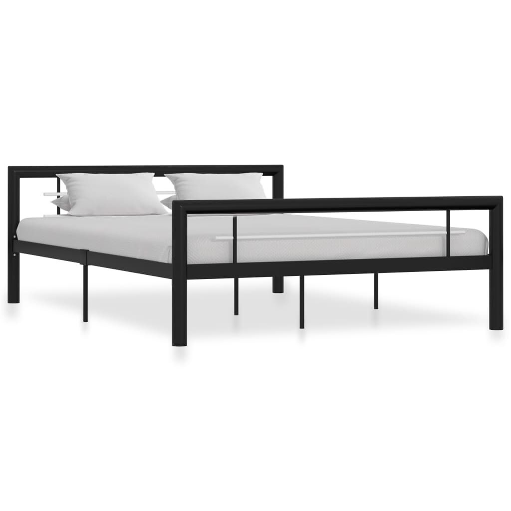 vidaXL Bedframe Metaal Zwart/Wit 120x200 - 60% Korting!
