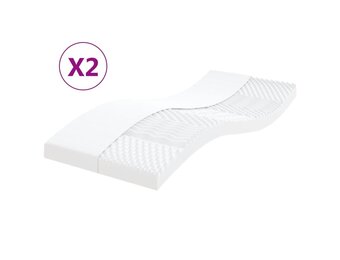 vidaXL Schuimmatrassen 2 st 7 zones hardheid 20 ILD 90x200 cm wit