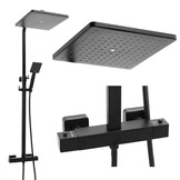 Douchepaneel Zwart 55% Korting | Regendouche 30cm & Thermostaatkraan