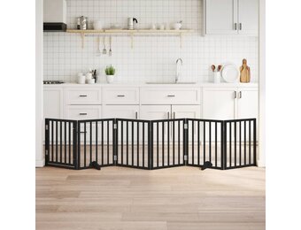 vidaXL Hondenhek Inklapbaar 6 Panel | 300 cm Populierenhout Zwart | 55% Korting!