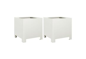 vidaXL Plantenbakken 2 st. - Wit Staal 30x30x30cm | 35% Korting