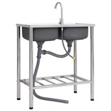 vidaXL Campinggootsteen dubbele bakken RVS - 35% Korting