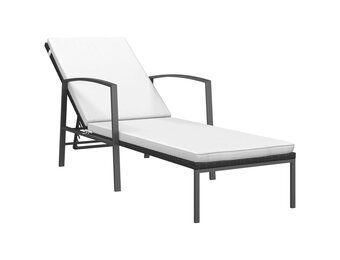 vidaXL Ligbed met kussen poly rattan zwart - Nu 35% korting!