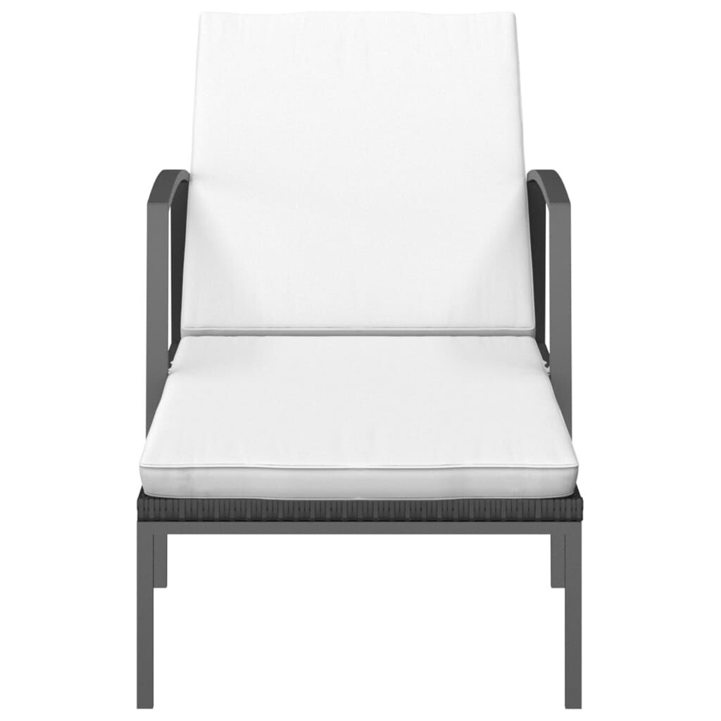 vidaXL Ligbed met kussen poly rattan zwart - Nu 35% korting!