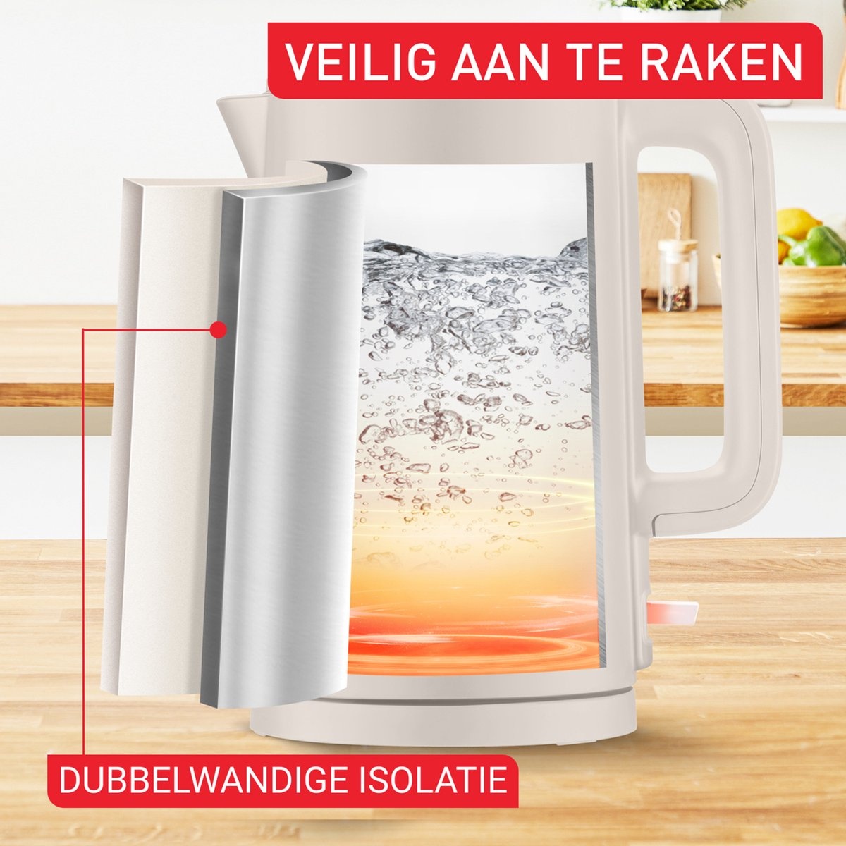 Tefal Thermo Protect KO140B Waterkoker 1.5L - 2200W - Wit (35% Korting)