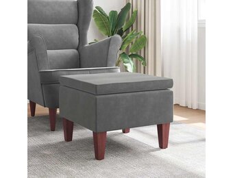 Puf schowek z drewna, aksamit ciemnoszary