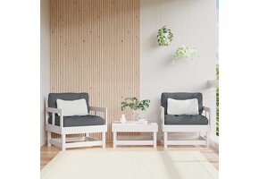 Fotel ogrodowy biały sosnowy z poduszkami 2 szt