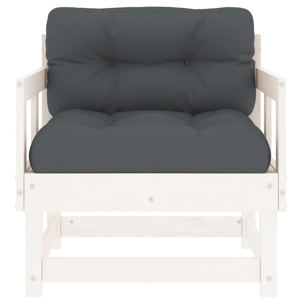 Fotel ogrodowy biały sosnowy z poduszkami 2 szt