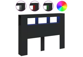 Nagłówek łóżka z LED czarny 140x18,5x103,5 cm