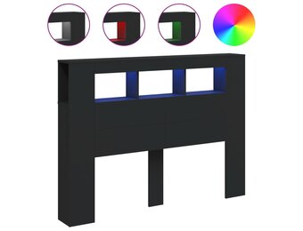 Nagłówek łóżka z LED czarny 140x18,5x103,5 cm