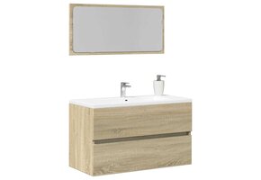 Szafka łazienkowa z lustrem 80x38,5x45 cm dąb sonoma biała