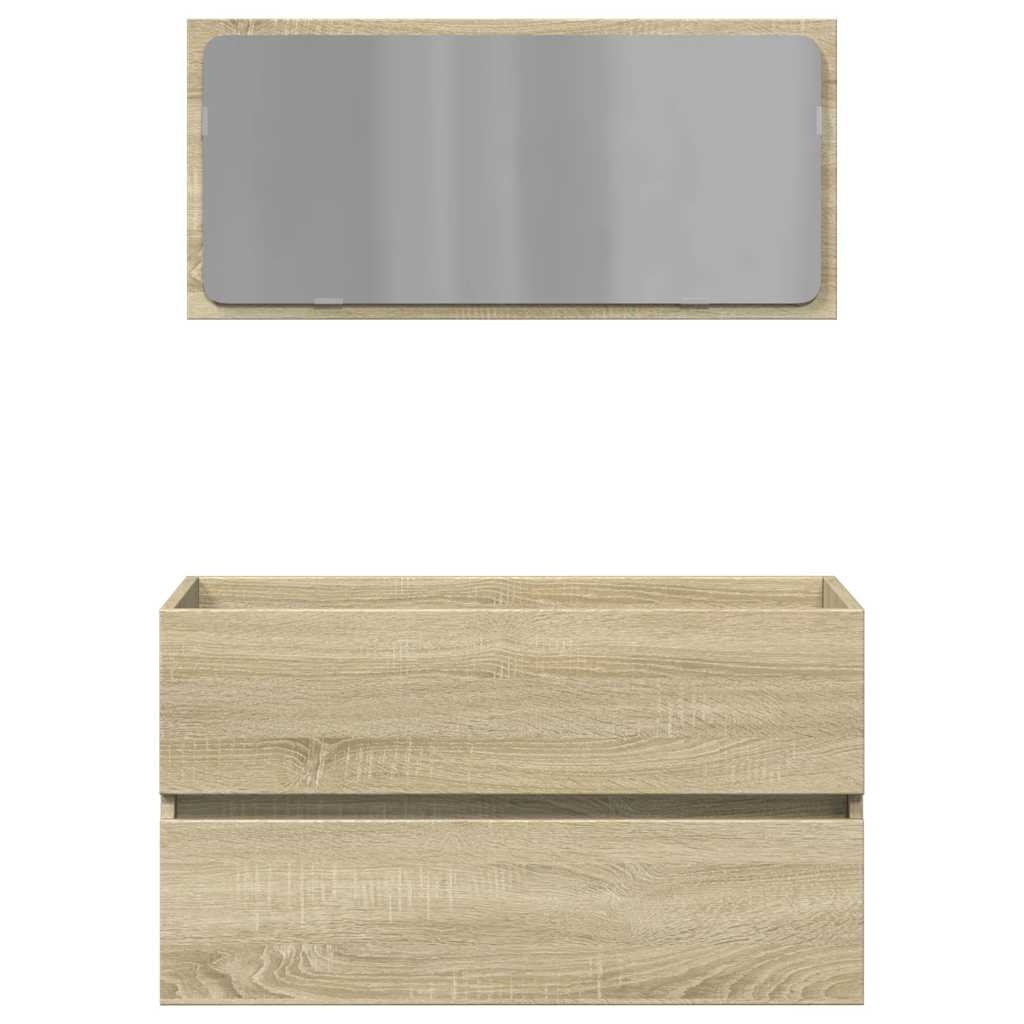 Szafka łazienkowa z lustrem 80x38,5x45 cm dąb sonoma biała