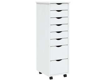 vidaXL Ladekast MOSS - Verrijdbaar, Massief Grenenhout Wit (60% Korting)