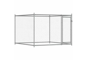 vidaXL Hondenhok met deur 2x2x1,5m - Gegalvaniseerd Staal - 42% Korting