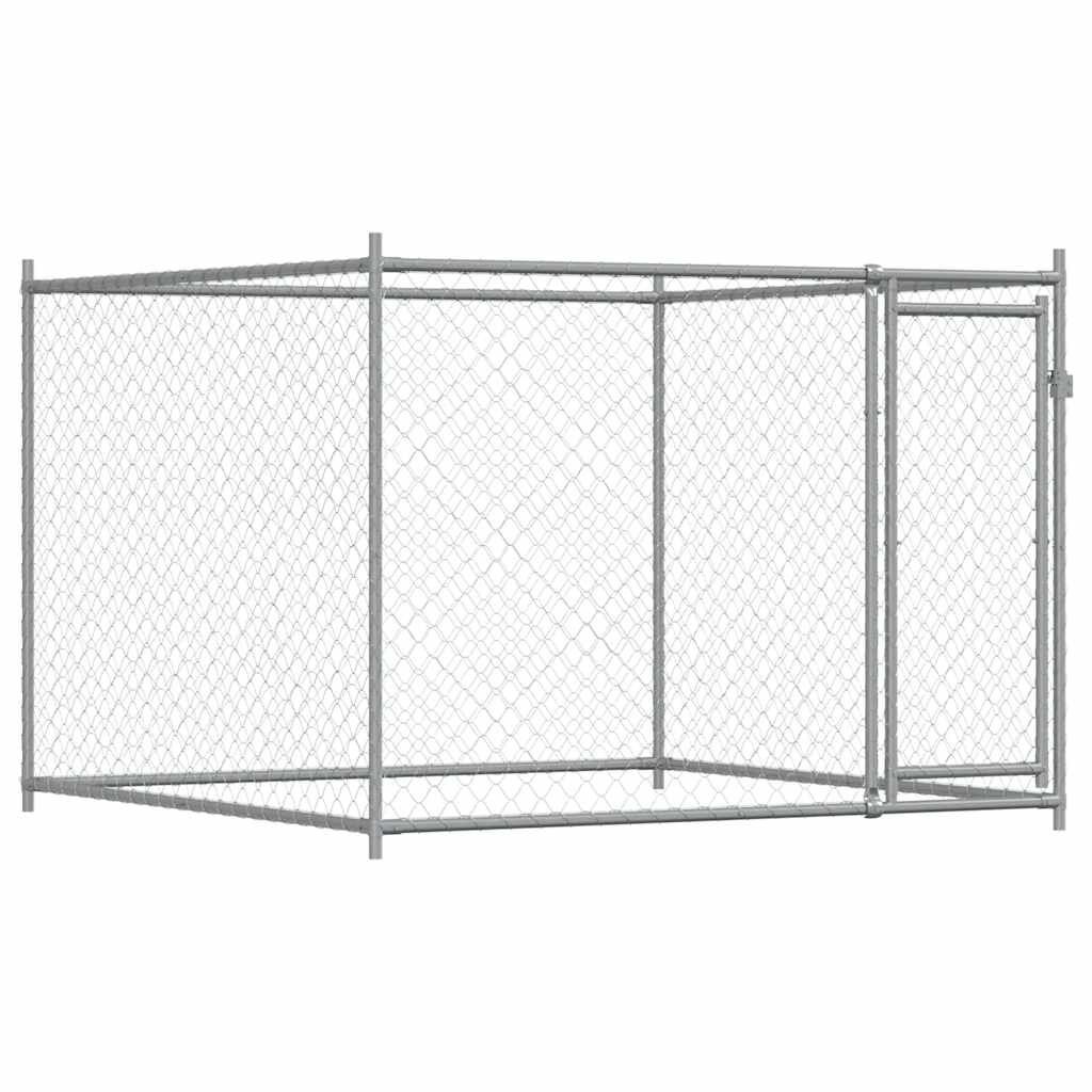 vidaXL Hondenhok met deur 2x2x1,5m - Gegalvaniseerd Staal - 42% Korting