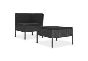 vidaXL Loungeset Poly Rattan Zwart - 59% Korting